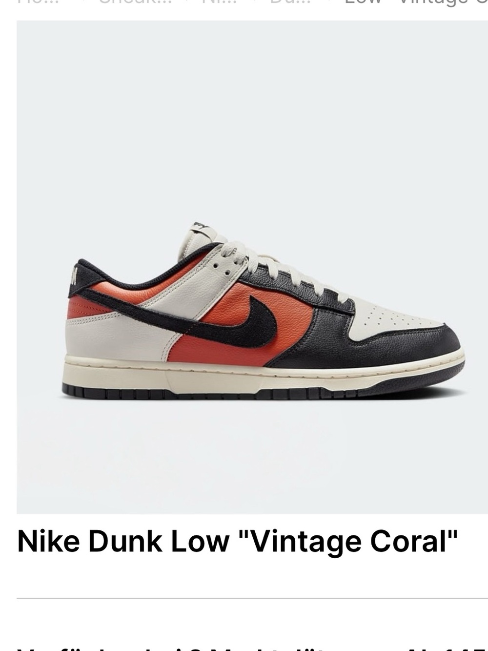 Nike Dunk Low Vintage Coral/Black/Cream Men's Sneaker Size 12